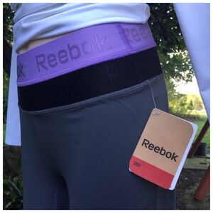REEBOK Lilac Dim Grey Athletic Sport Skinny Workout Capri NWT XS